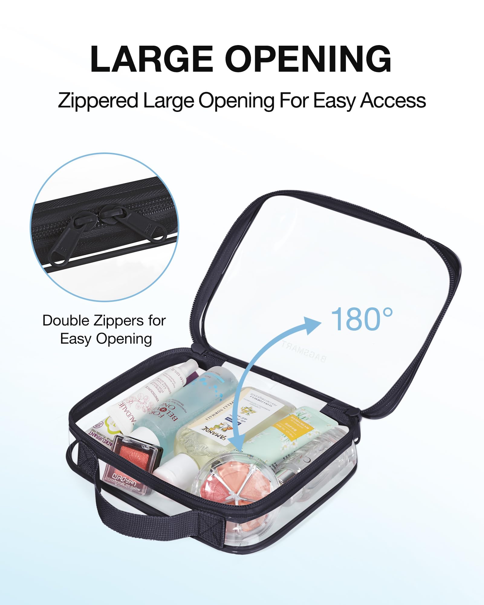 BAGSMART Clear Toiletry Bag reinforced seams prevent leaks for safer packing