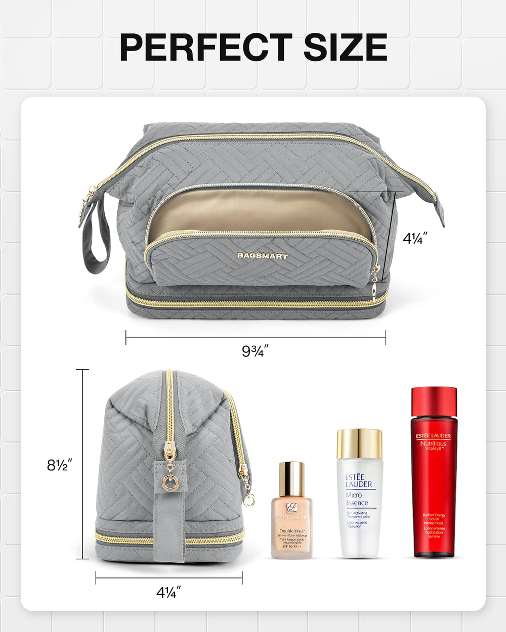 BAGSMART cosmetic bag made of water-resistant polyester for durability and easy cleanup