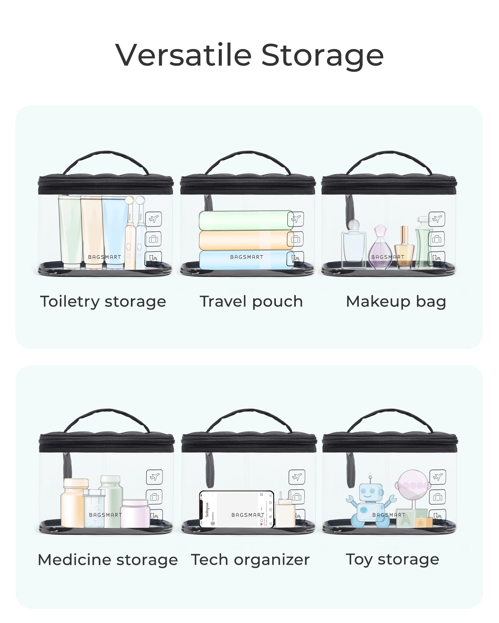 BAGSMART durable handle design enables easy lifting and hanging.
