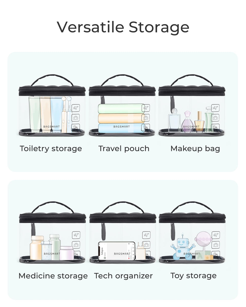 BAGSMART durable handle design enables easy lifting and hanging.