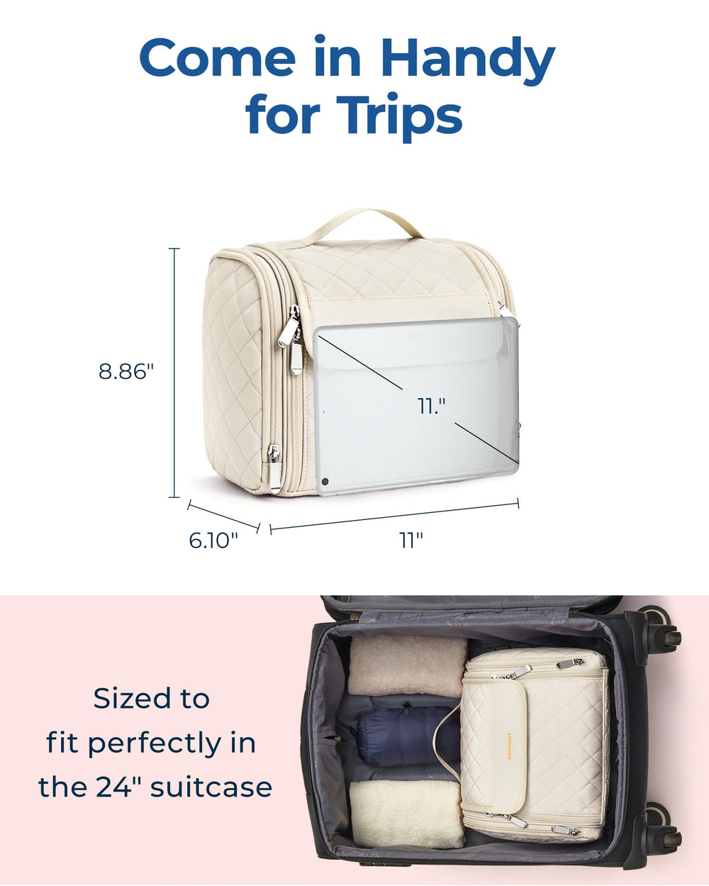 BAGSMART elastic bottle holders keep bottles upright during travel.