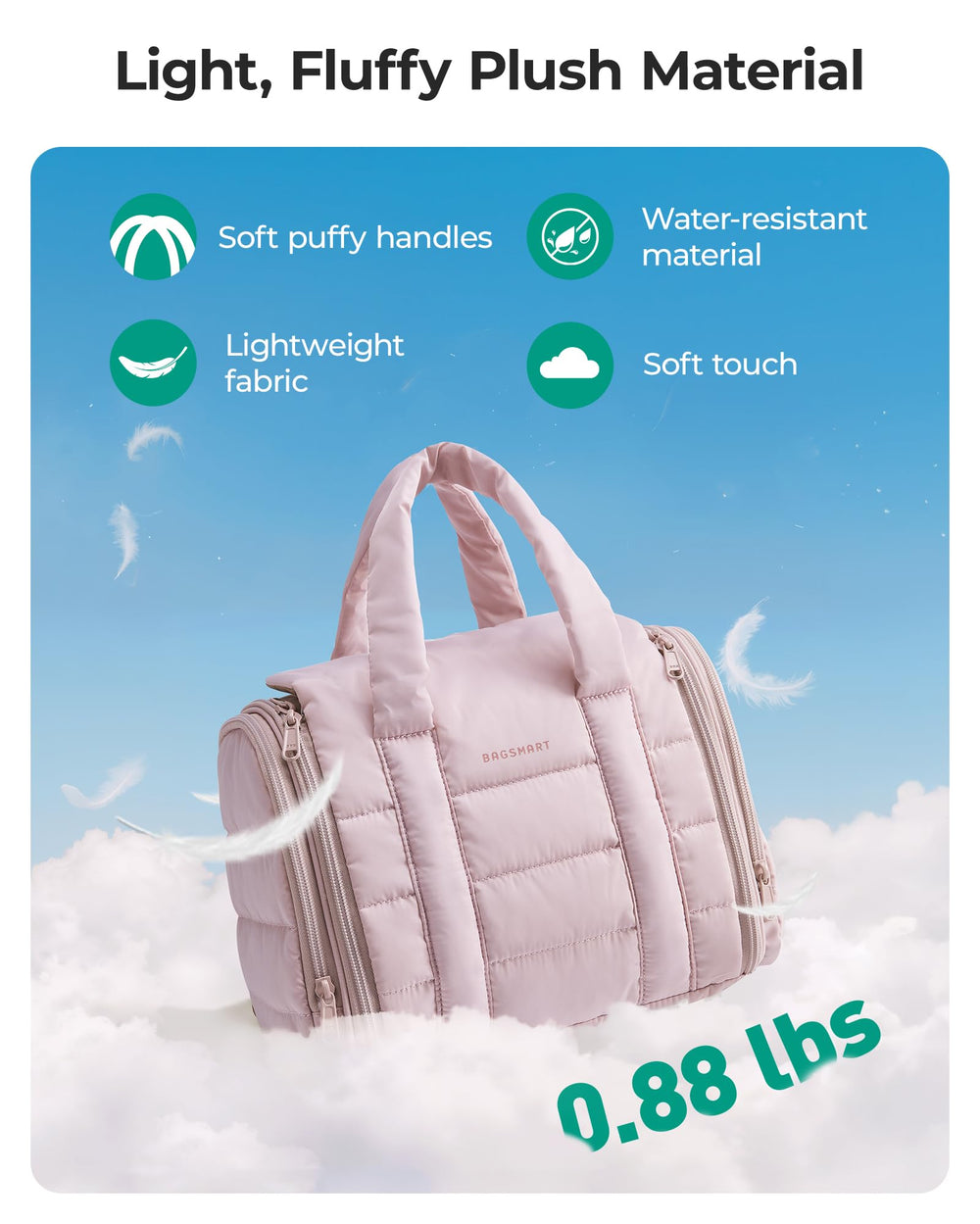 BAGSMART elastic bottle straps secure liquids upright to prevent leaks.