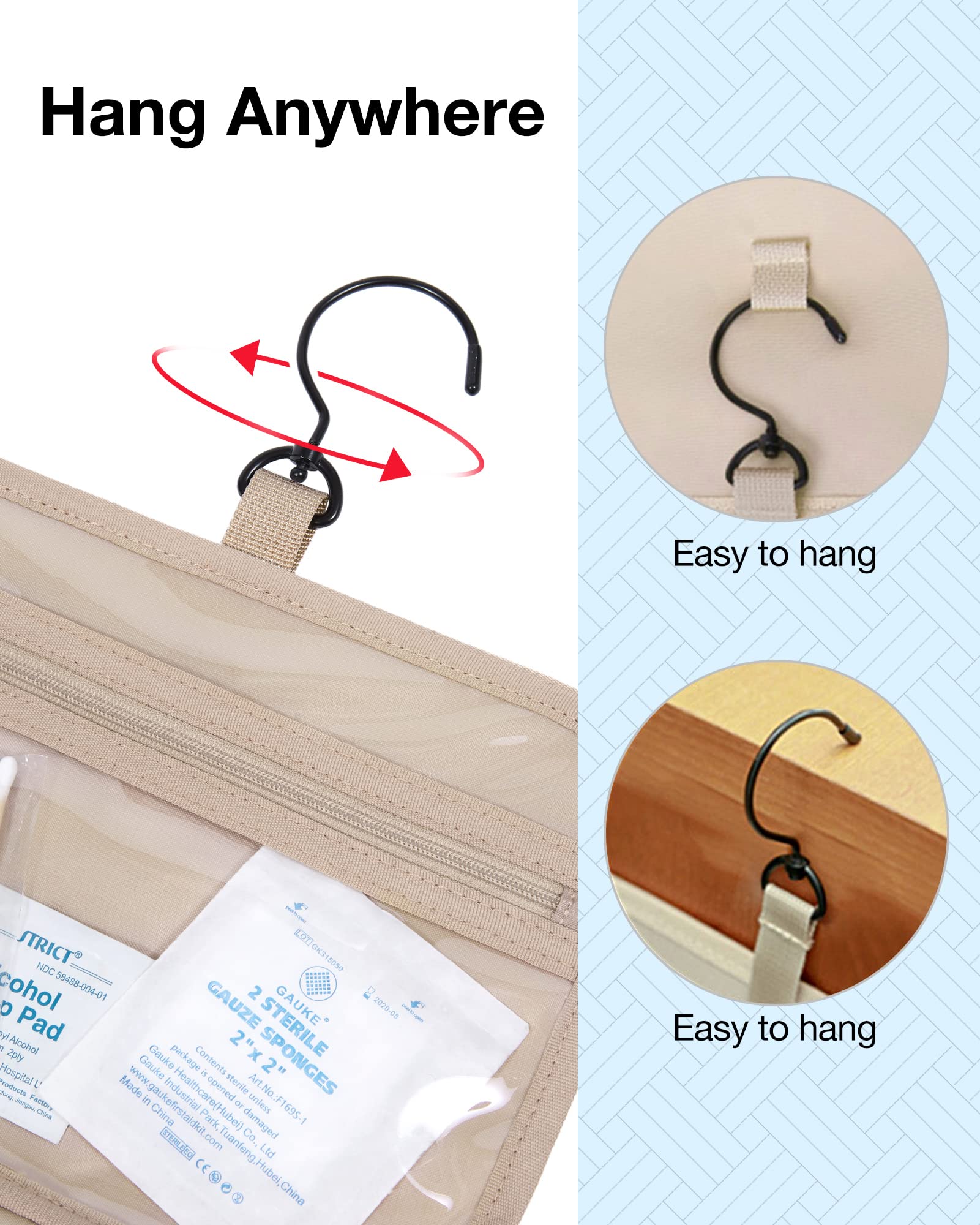BAGSMART swivel hook for versatile hanging options in any bathroom