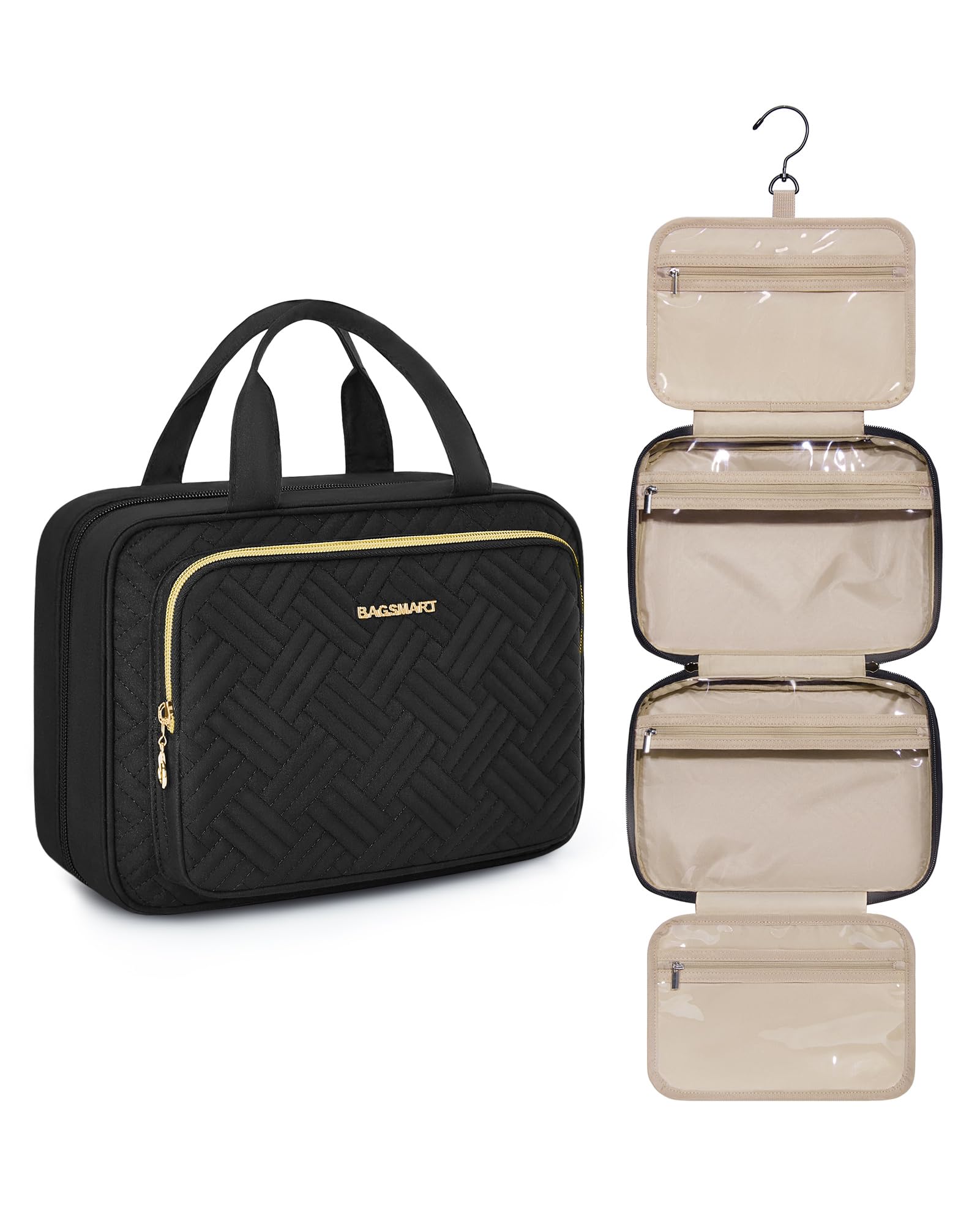 BAGSMART Hanging Travel Toiletry Organizer rolled view for compact storage and packing efficiency