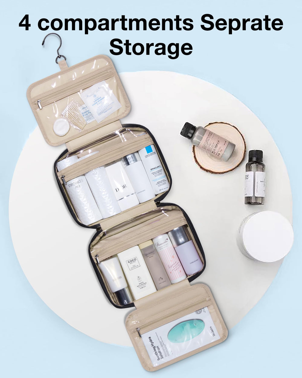 BAGSMART Hanging Travel Toiletry Organizer with TSA-approved transparent bag for quick security