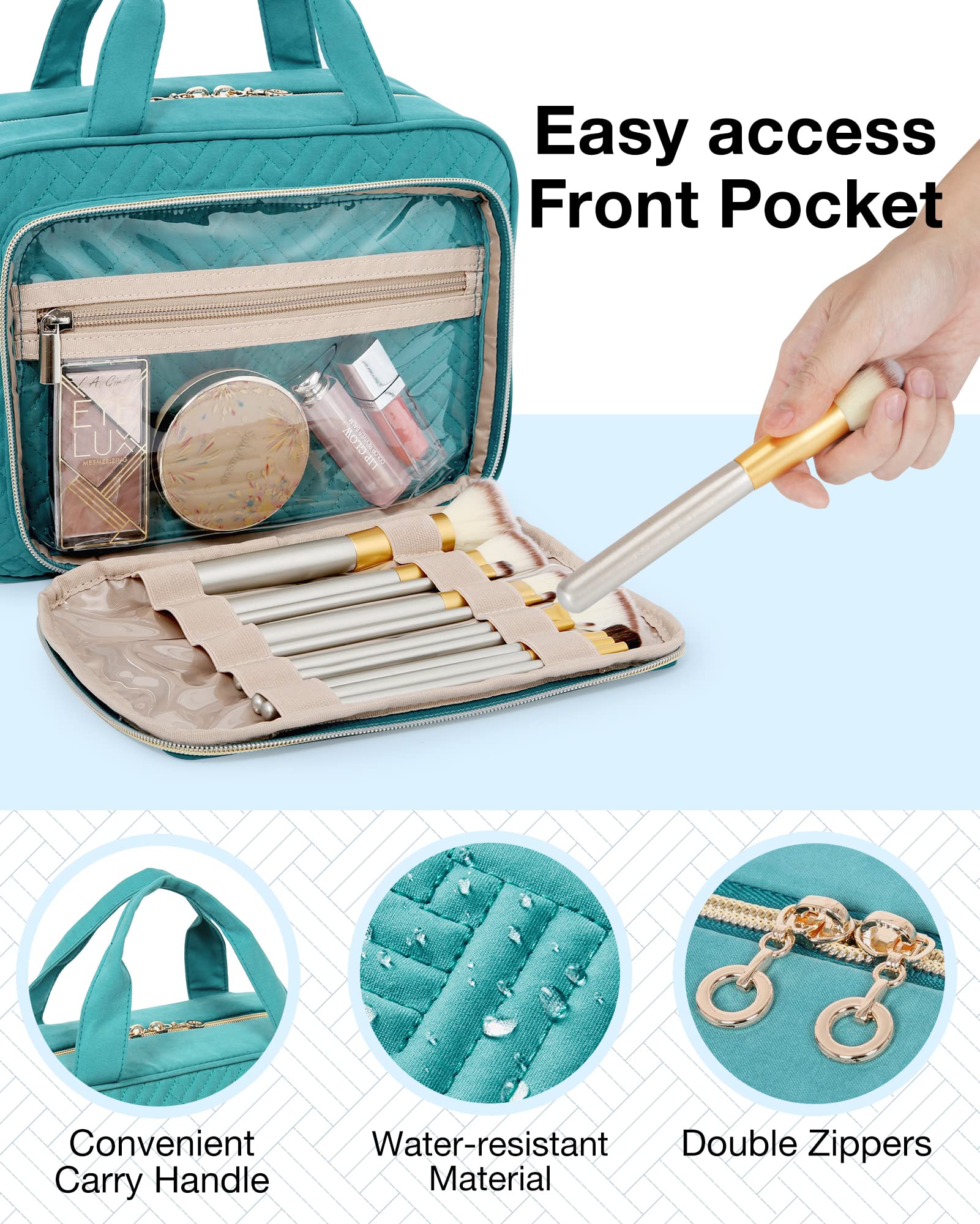 BAGSMART interior elastic bottle pockets keep items upright and secure.