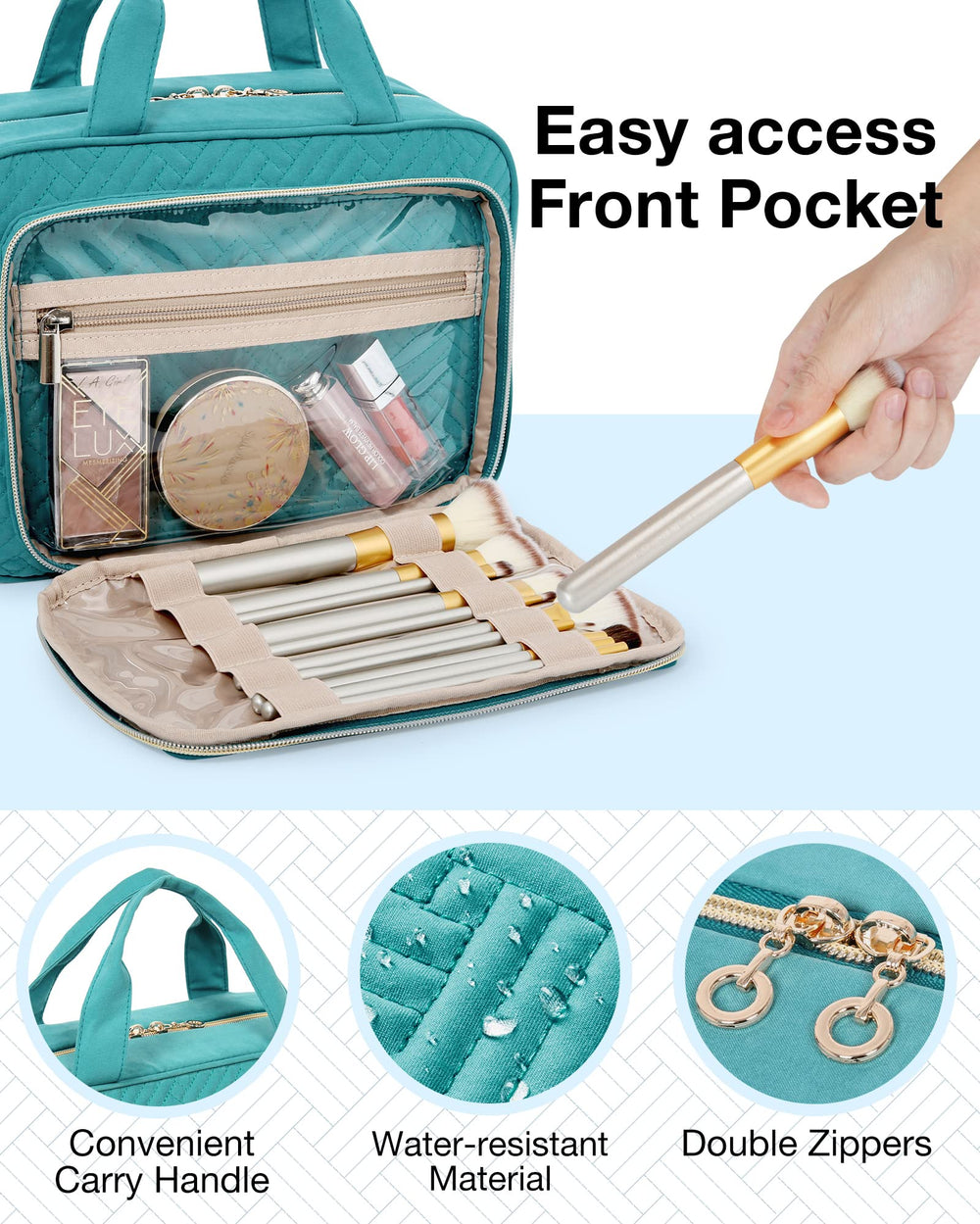 BAGSMART interior elastic bottle pockets keep items upright and secure.