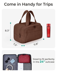 BAGSMART large travel cosmetics bag with four compartments keeps items neatly separated