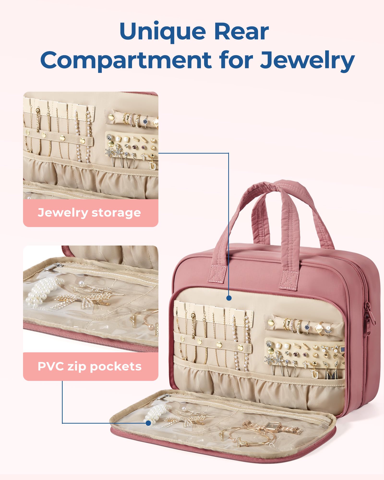 BAGSMART Lightweight travel bag emphasizes portable toiletries without adding weight.