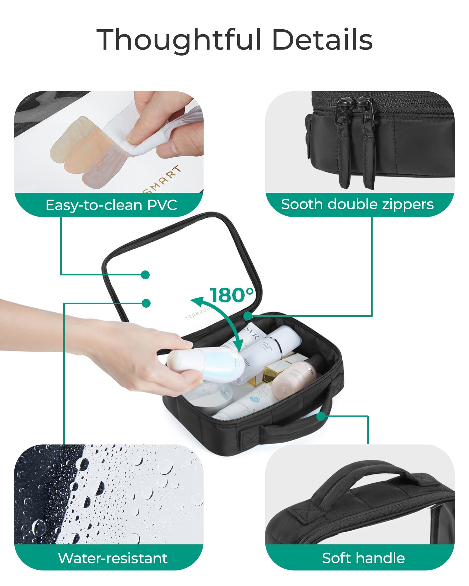 BAGSMART lightweight travel toiletry bag adds minimal bulk to carry-ons