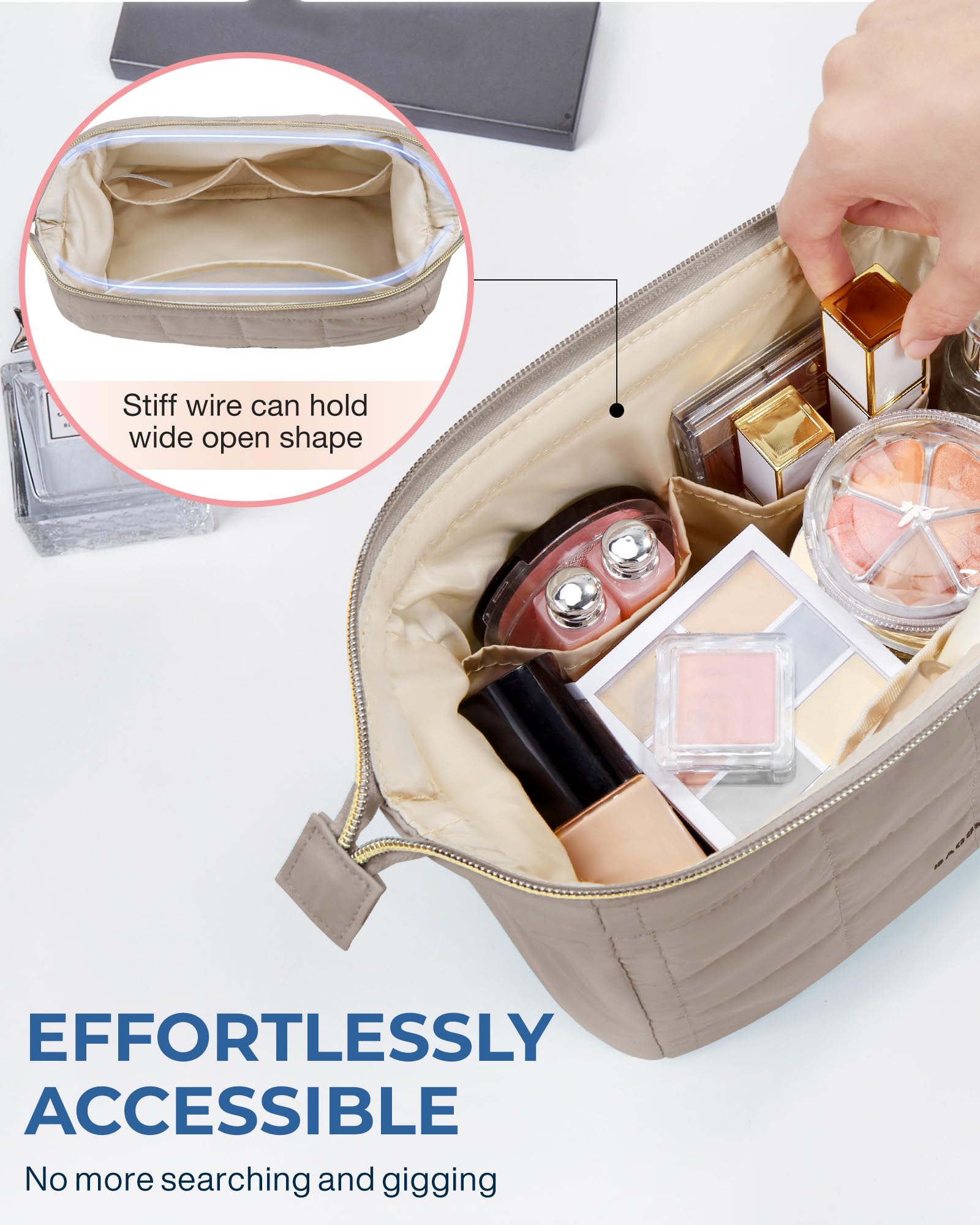 BAGSMART makeup bag dirt-proof pockets guard cosmetics during commute