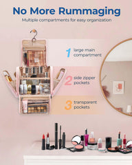 BAGSMART large-capacity makeup bag keeping cosmetics organized during trips
