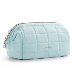 BAGSMART Makeup Bag Light Blue with wide opening for quick access to cosmetics on the go
