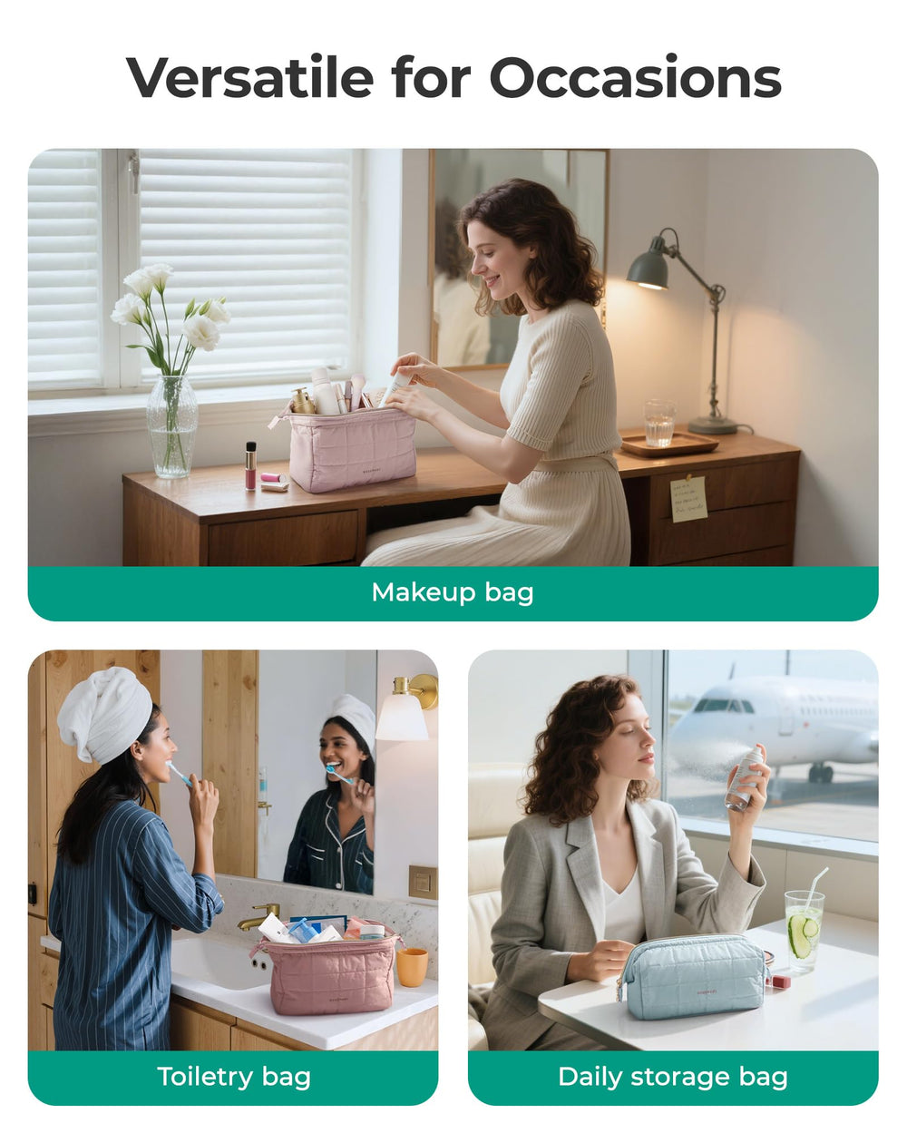 BAGSMART makeup bag versatile for everyday carry, travel, or gifts
