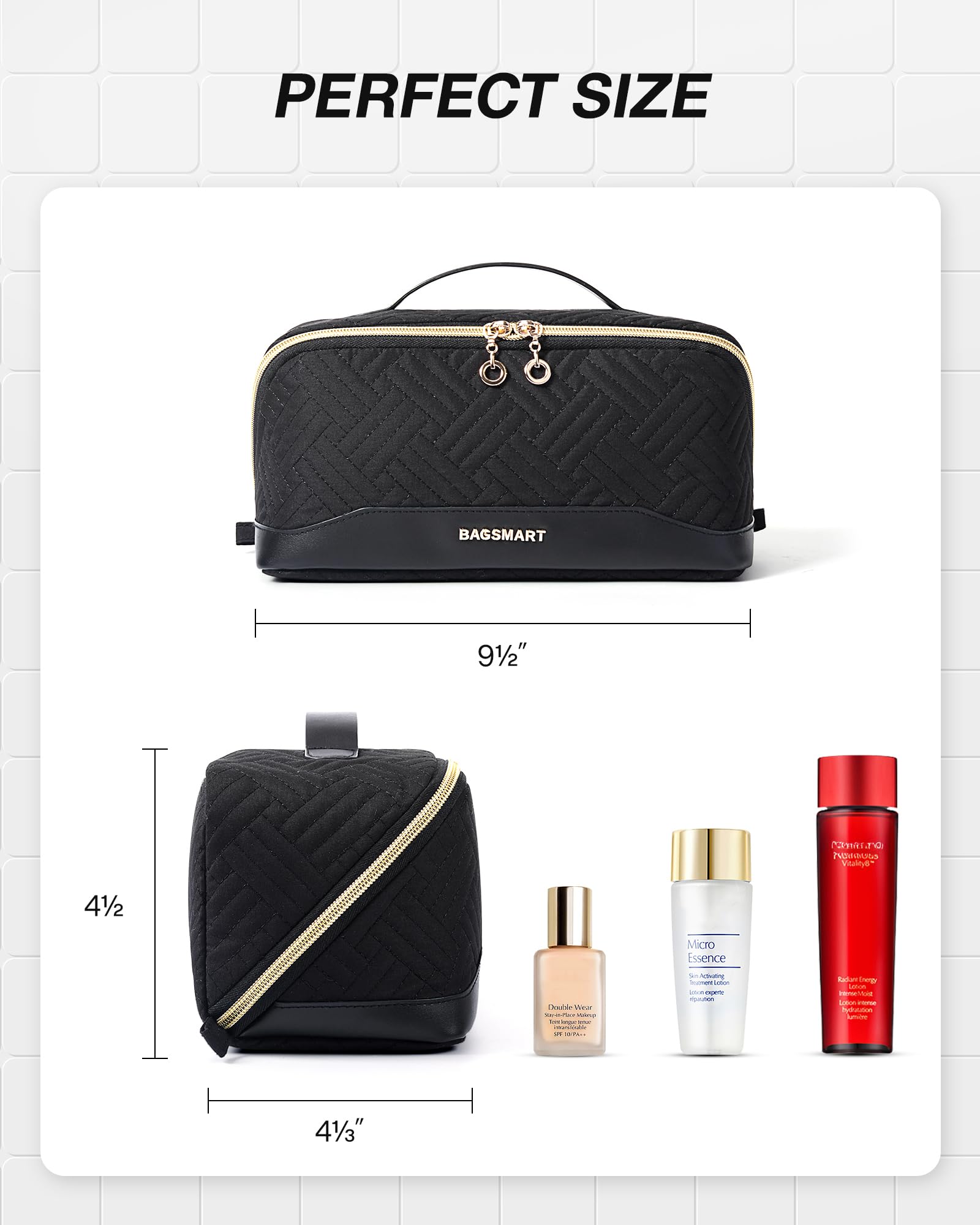BAGSMART makeup bag multipurpose travel bag serves as cosmetic and toiletry organizer.
