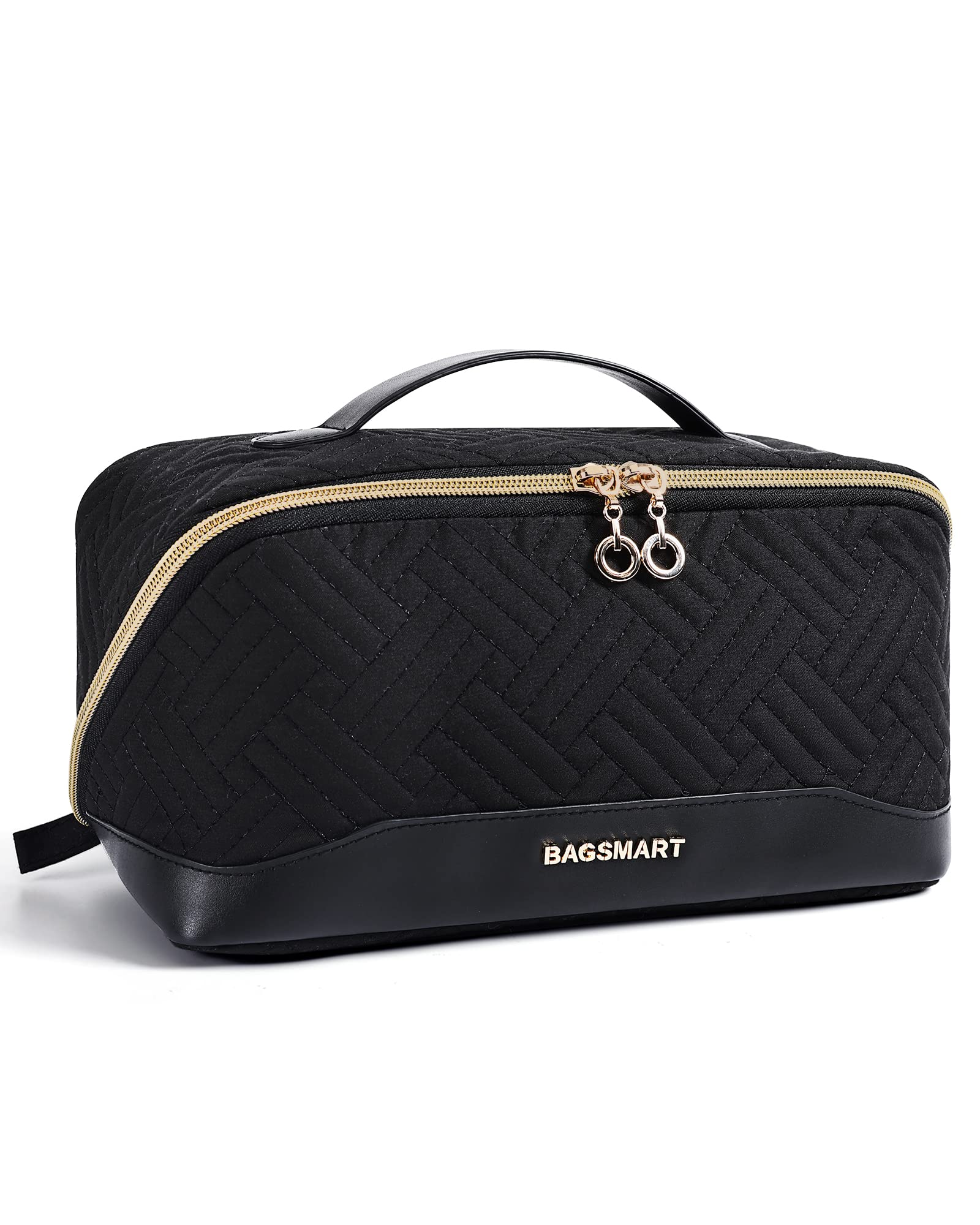 BAGSMART makeup bag open-flat design for easy access to cosmetics.