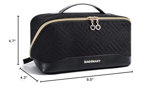 BAGSMART makeup bag portable carry handle for travel and daily use.