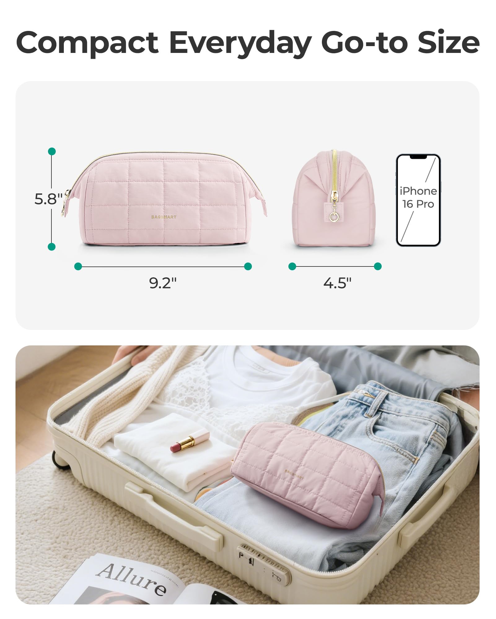 BAGSMART makeup bag puffy design adds chic style to routines