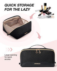 BAGSMART makeup bag PVC dirt-proof pocket keeps brushes clean.