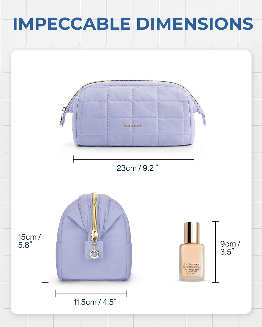 BAGSMART makeup bag PVC-lined pockets allow easy cleaning and spill protection.