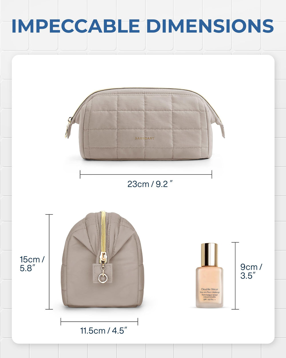 BAGSMART makeup bag Taslan fabric adds soft premium texture and durability