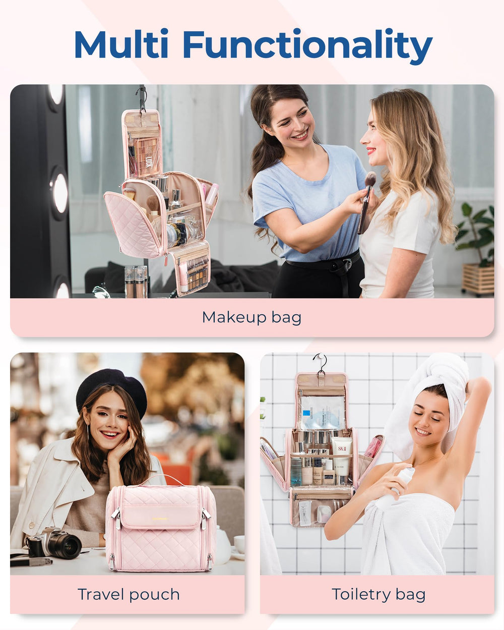 BAGSMART transparent-zipper-pockets quick item visibility on the go