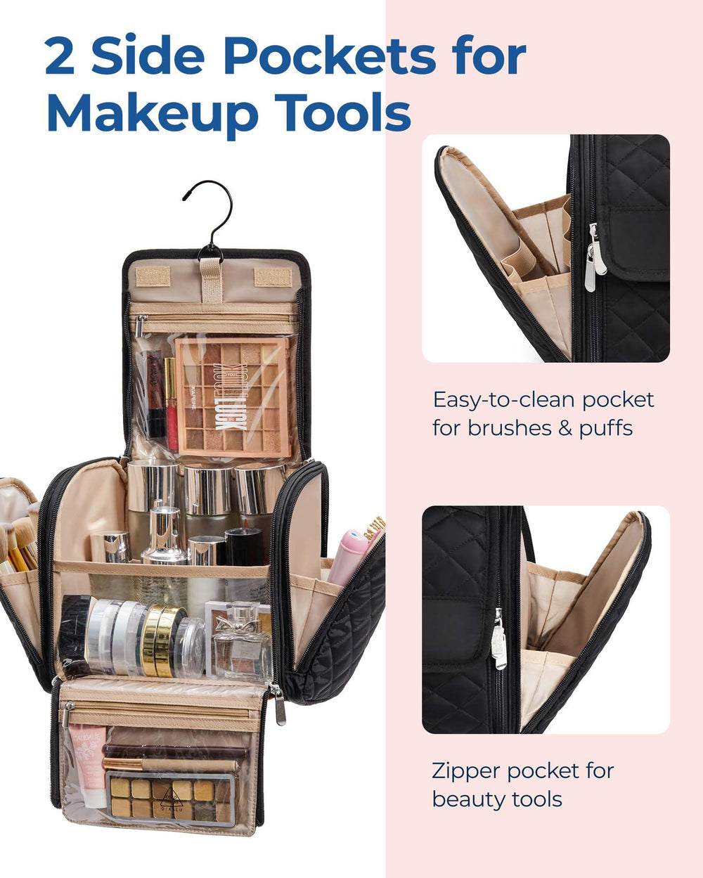 BAGSMART makeup bag water resistant material protects contents