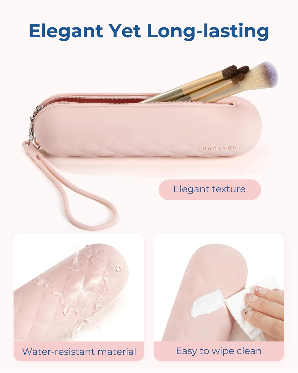 BAGSMART Makeup Brush Bag holds 6-15 brushes, keeping gear organized on trips.