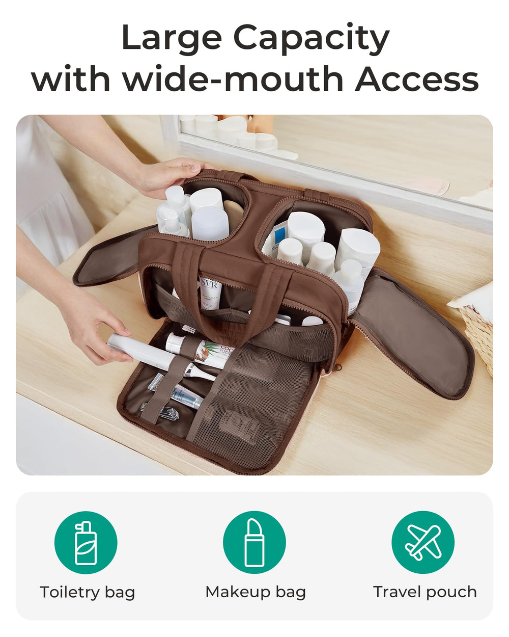 BAGSMART multi-function travel bag suitable for toiletries, shaving kit, or makeup