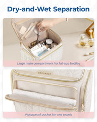 BagSmart multi-pocket layout with six inner pockets keeps cosmetics organized on the go.