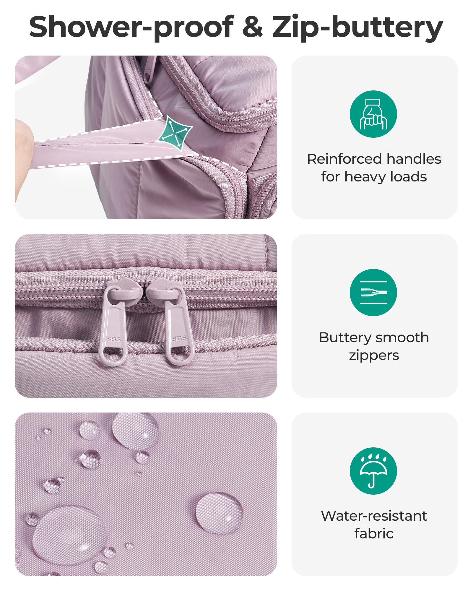BAGSMART Puffy Travel Toiletry Bag lightweight dual handles for easy carry.