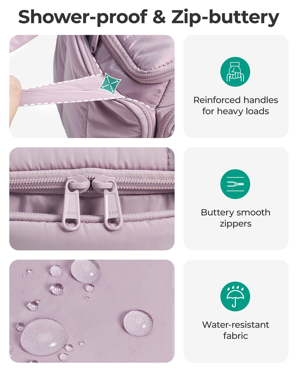 BAGSMART Puffy Travel Toiletry Bag lightweight dual handles for easy carry.