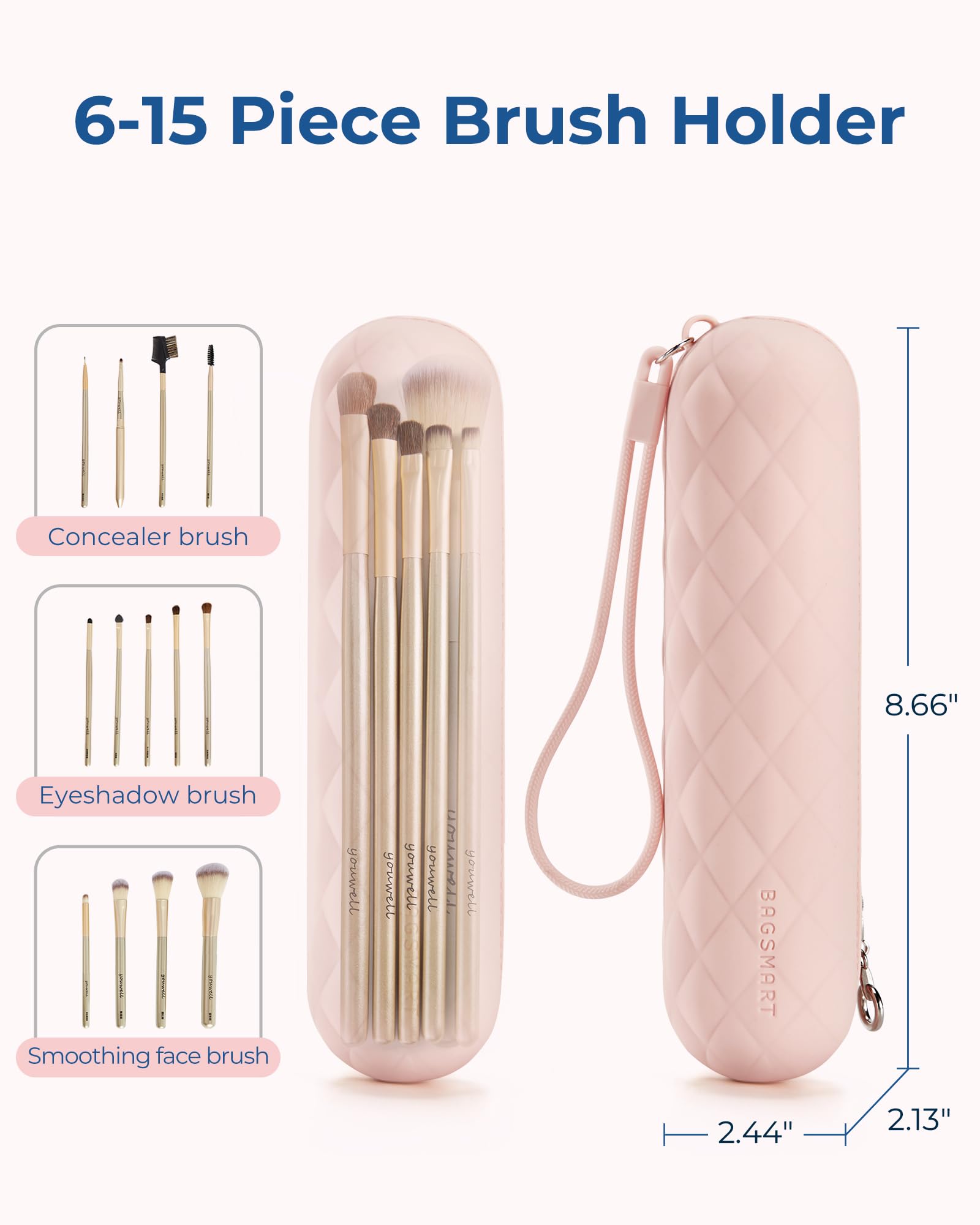 BAGSMART Silicone makeup bag is easy to clean and quick to dry.