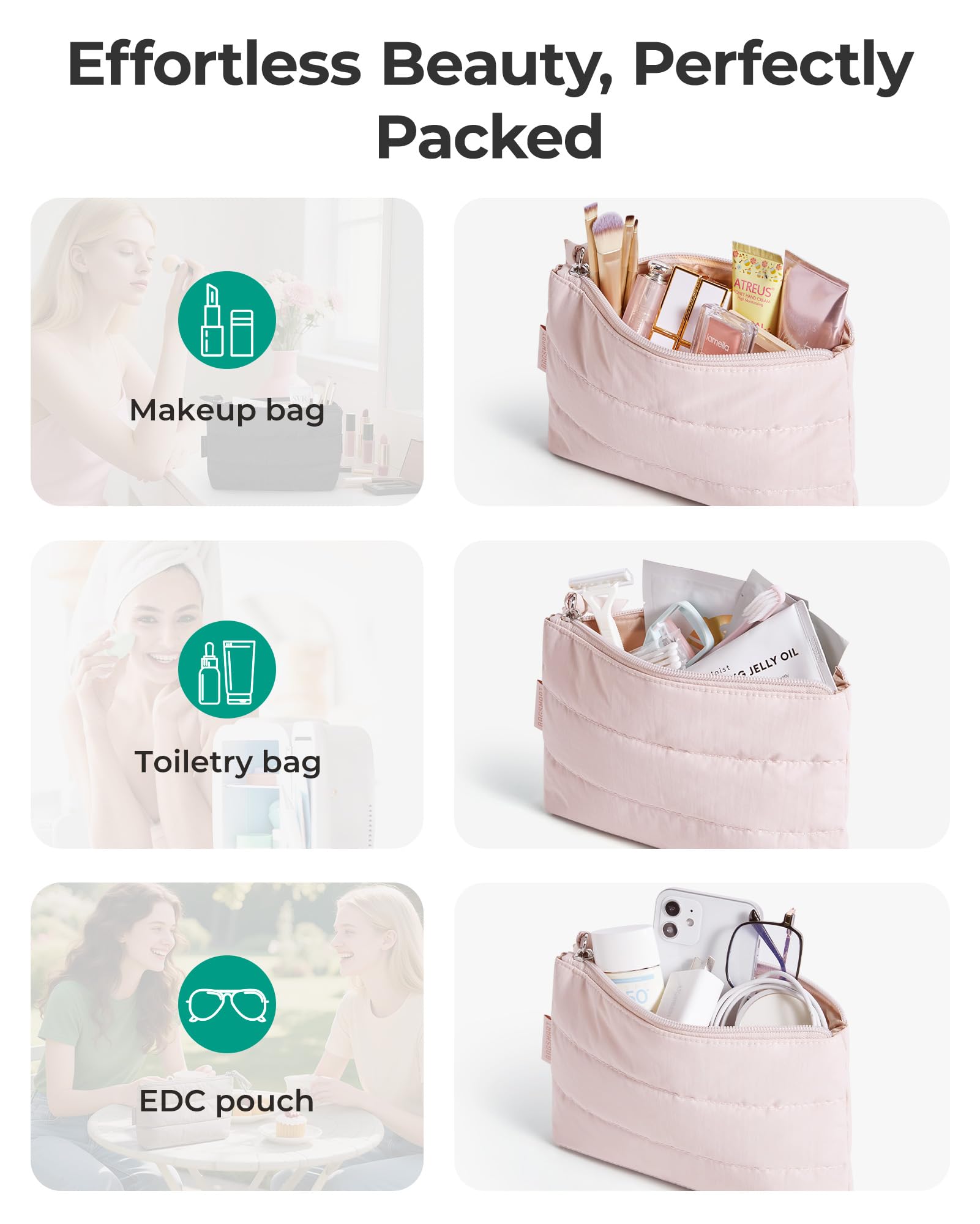 BAGSMART small makeup bag daily-use companion for cosmetics, cables, and mini tech.