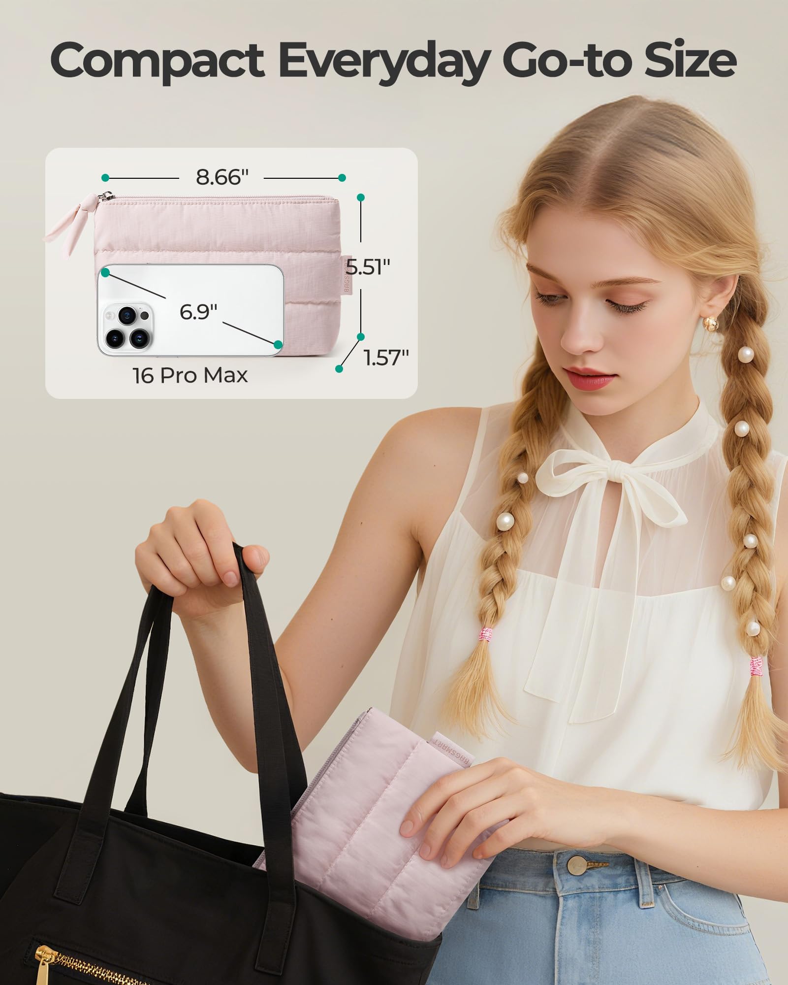 BAGSMART small makeup bag travel-organizer for quick touch-ups on the go.