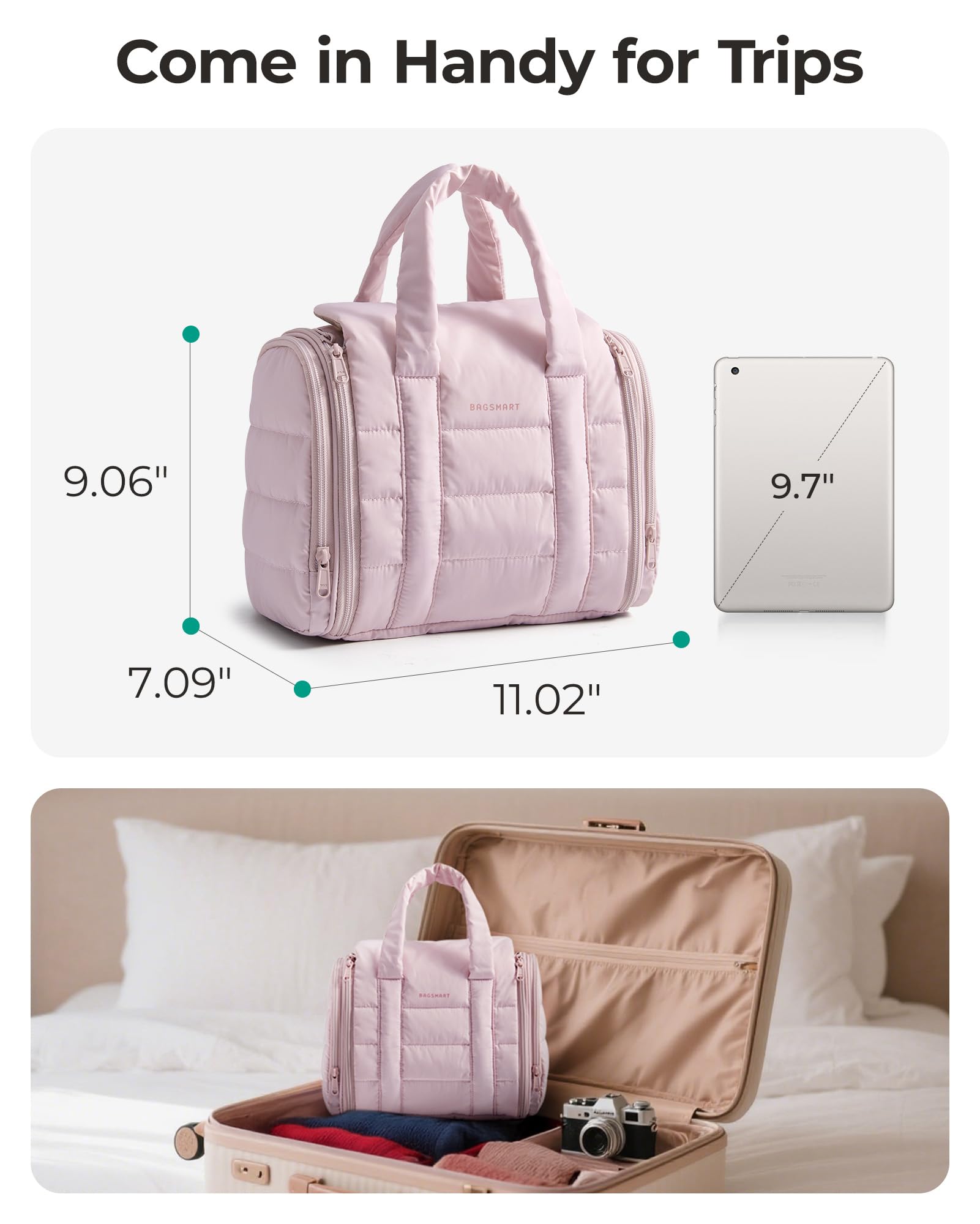 BAGSMART soft dual-cushioned handles for comfortable carry and easy transport.