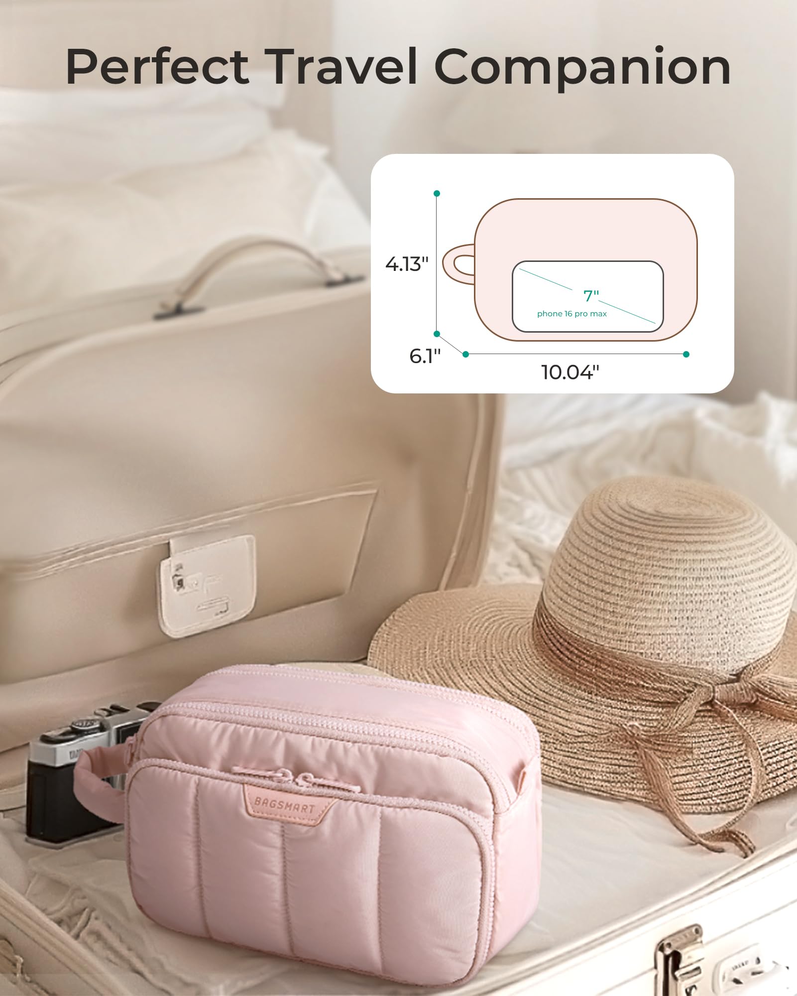 BAGSMART soft material and handle reduce travel strain.