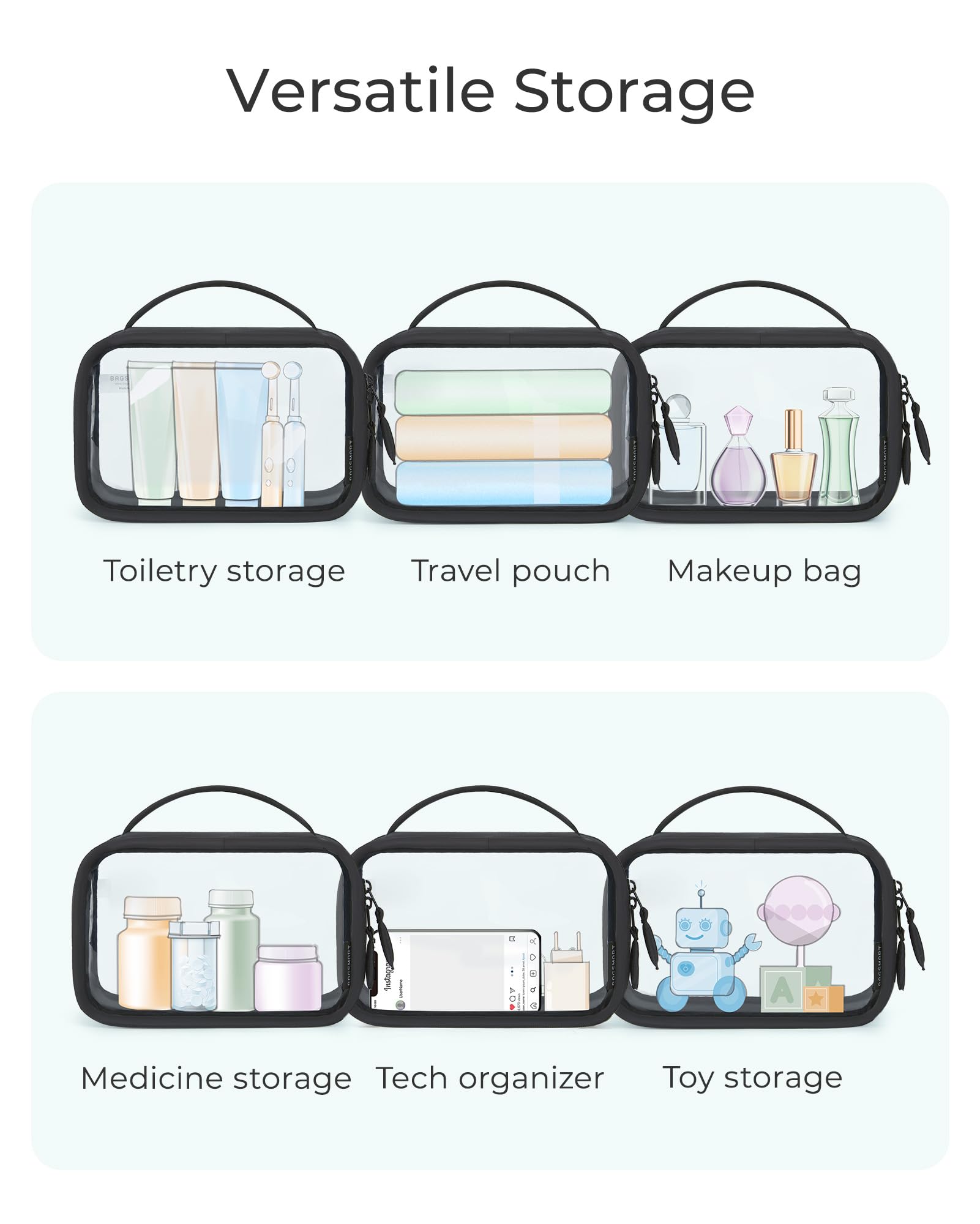 BAGSMART lightweight travel bag with soft-padded handle for comfortable carrying.