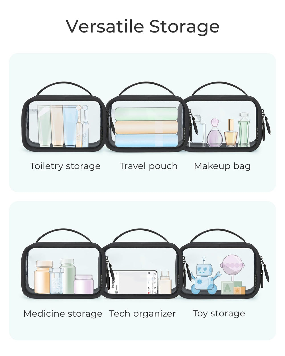 BAGSMART lightweight travel bag with soft-padded handle for comfortable carrying.