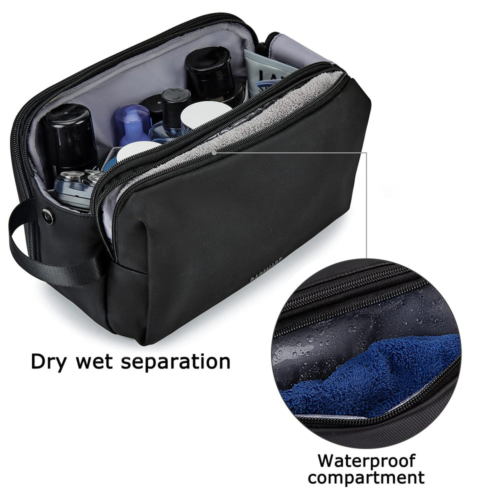 BAGSMART Toiletry Bag back pocket with elastic and zips supports compact makeup and toiletries