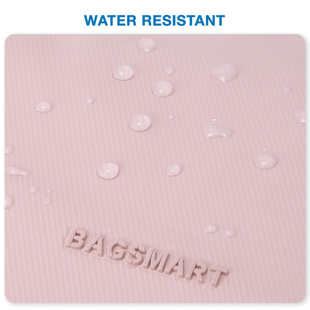 BAGSMART back pocket with elastic and zippers enhances toiletries storage