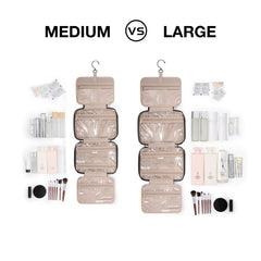 BAGSMART Toiletry Bag Camel Medium hanging hook demonstrates space-saving design