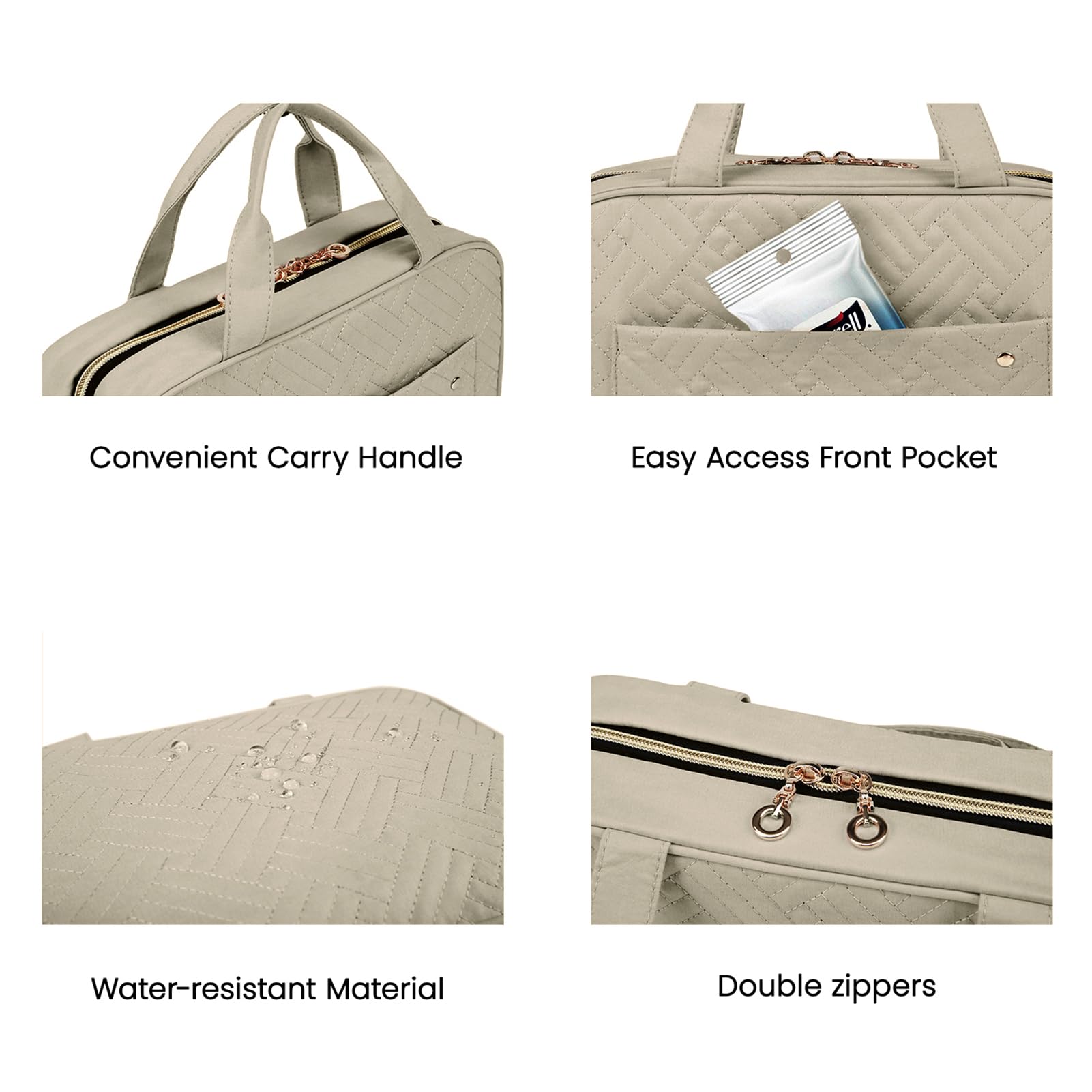 BAGSMART multiple compartments fit full-size containers and grooming essentials