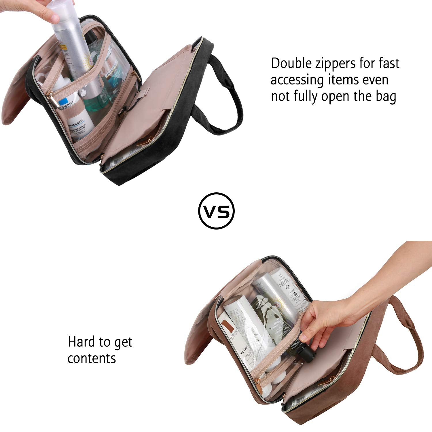 BAGSMART carry handle doubles as a hanging strap for versatile setup.