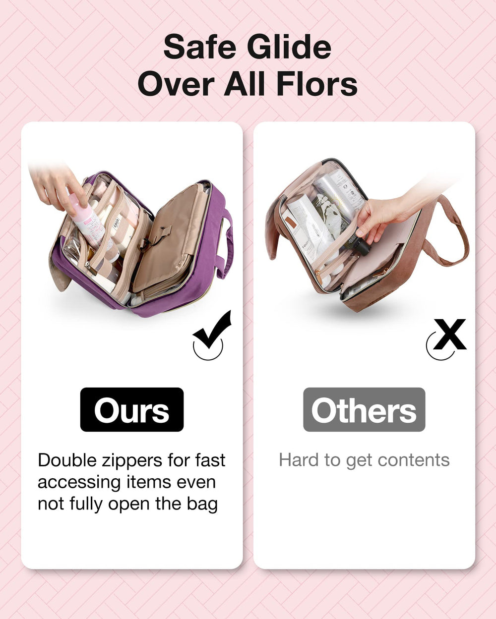 BAGSMART Toiletry Bag with double zipper compartments for easy access