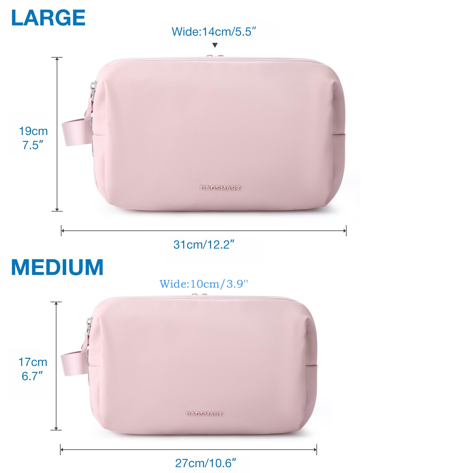 BAGSMART dual-zipper design offers easy access to essentials