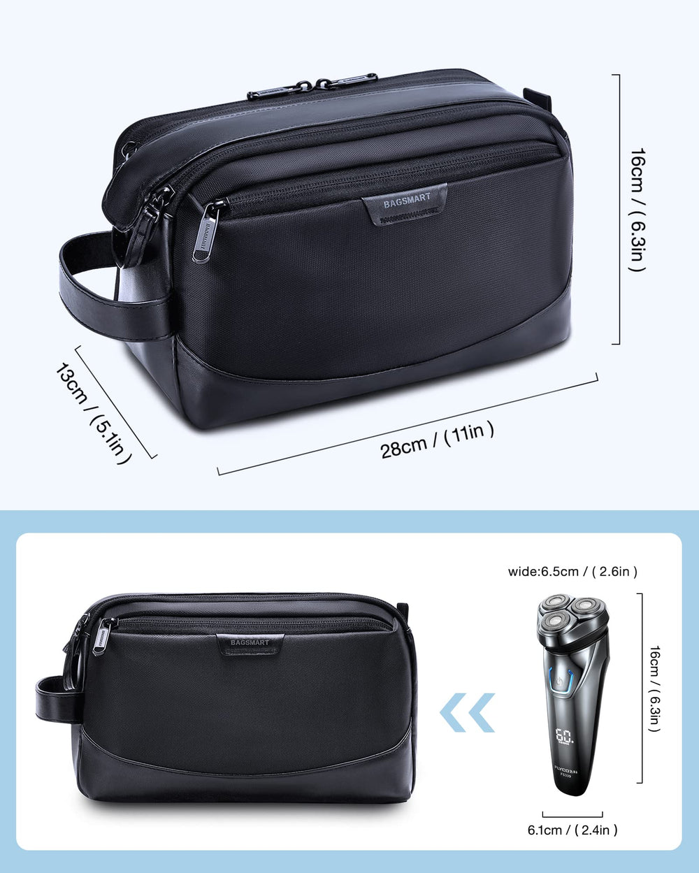 BAGSMART front pocket wet-dry section keeps damp items separated during travel