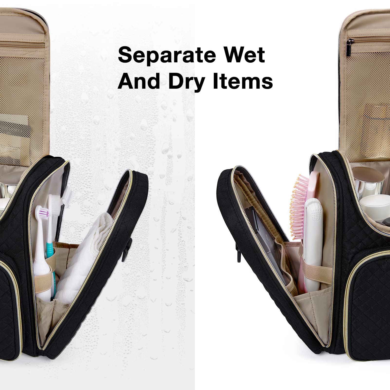 BAGSMART Toiletry Bag front PVC pocket keeps makeup accessible