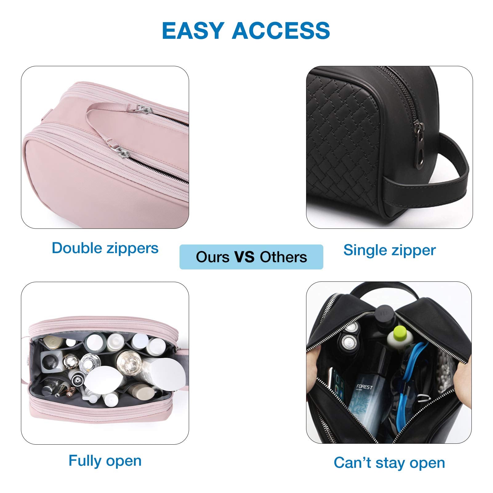 BAGSMART front waterproof pocket separates wet items for organization