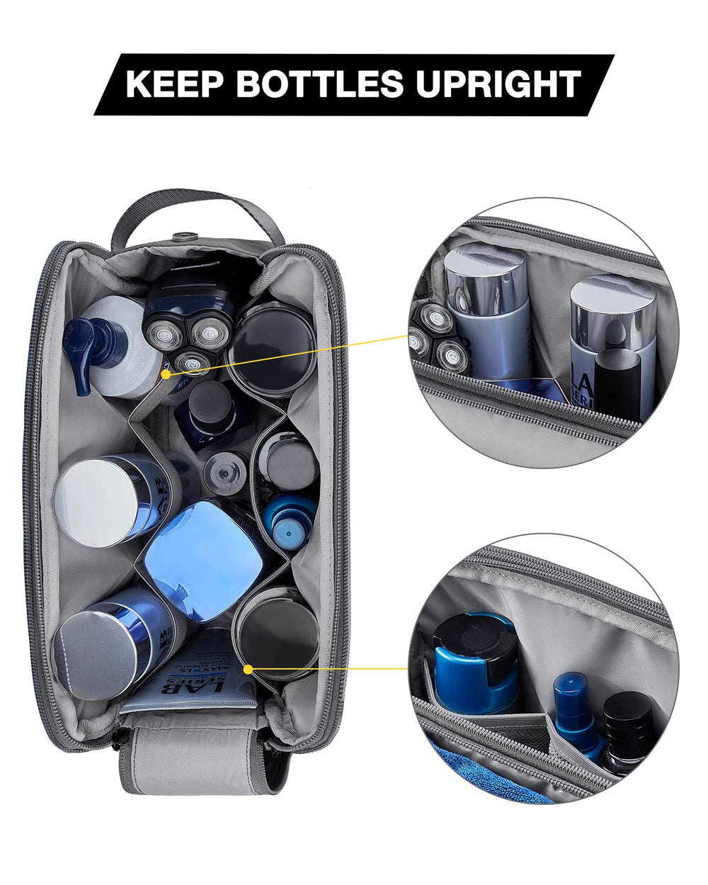 BAGSMART gray large front waterproof pocket ideal for wet items separation.